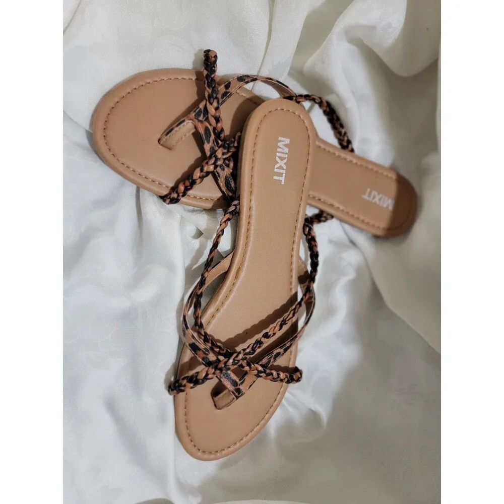 MIXIT Animal Print Flip Flops Size 10 - Picture 2 of 3